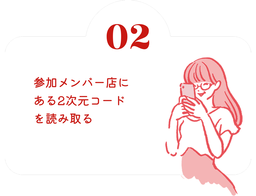 参加メンバー店にある2次元コードを読み取る