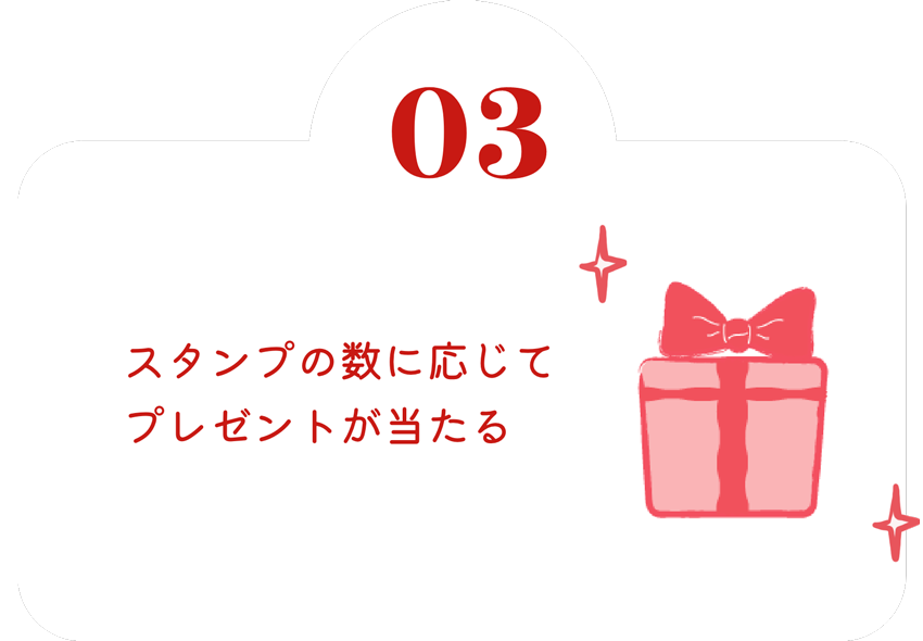 スタンプの数に応じてプレゼントが当たる 